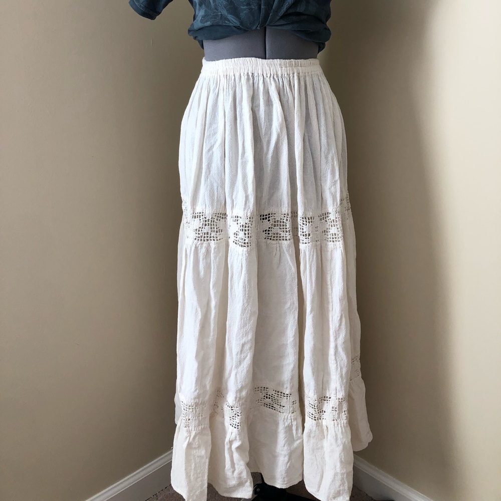 Mexican cotton skirt with crochet detailing